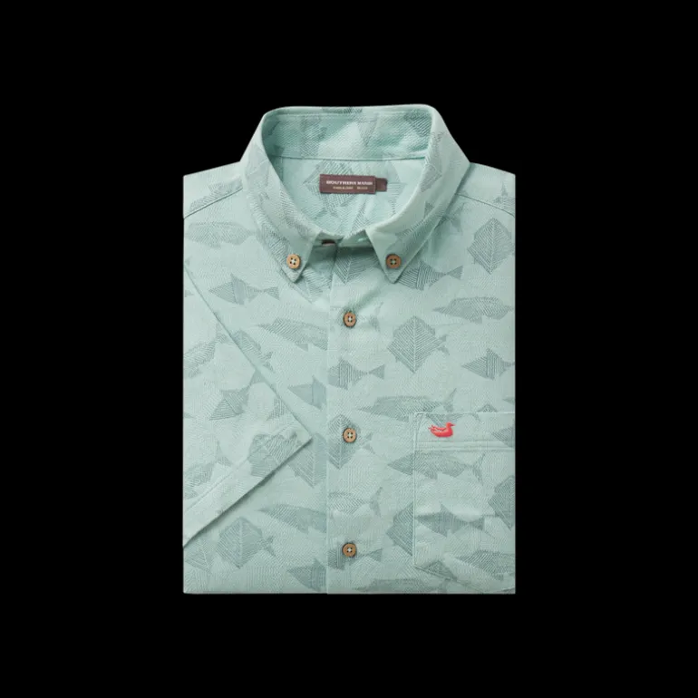 Atoll Woven Shirt - Geometric Fish