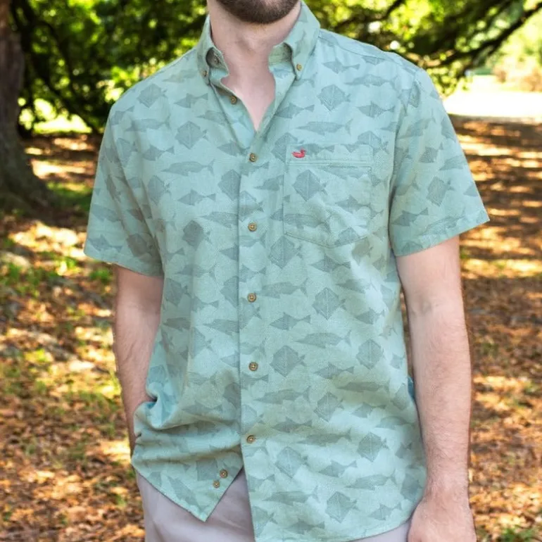 Atoll Woven Shirt - Geometric Fish