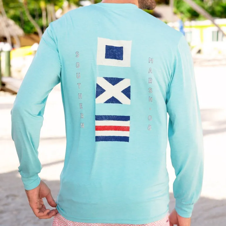 FieldTec™ Heathered Performance Tee - Flags - Long Sleeve