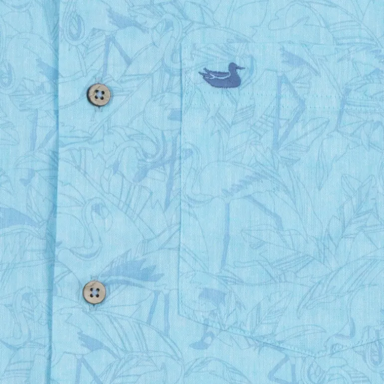 Island Linen Shirt - Flamingos