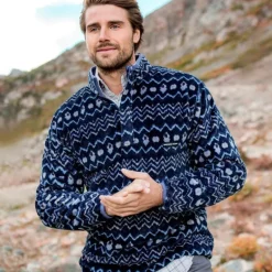 Tangier Ikat Fleece Pullover