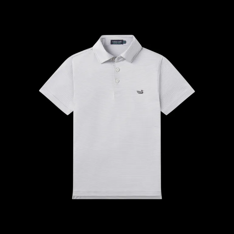 Youth Bermuda Performance Polo - Clearwater Stripe