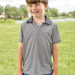Youth Bermuda Performance Polo - Striped
