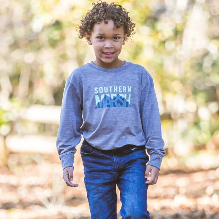 Youth FieldTec™ Heathered Performance Tee - Marsh Mountains - Long Sleeve